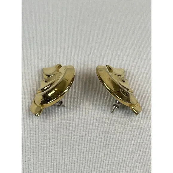 Vintage Gold Tone Twisted Knot Swirl Chunky Pierced Post Earrings 80s 90s - Picture 3 of 6